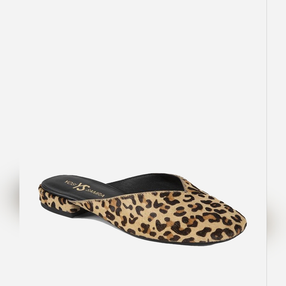 Yosi Samra Leopard Calfhair Mules